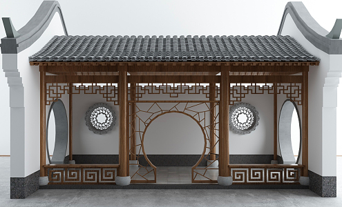 New Chinese-style Promenade Ancient Promenade Landscape 3d model