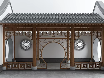 New Chinese-style Promenade Ancient Promenade Landscape 3d model