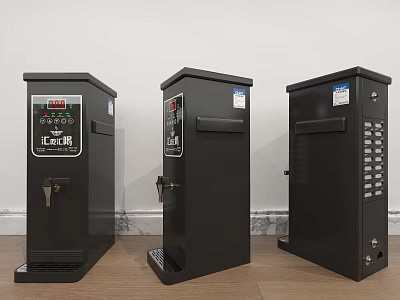 Black Vertical Electric Water Dispensers With Control Panel And Display Screen 3d model