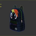 Black Backpack With Cartoon Ears And Rainbow Mane For Kids Daily Use