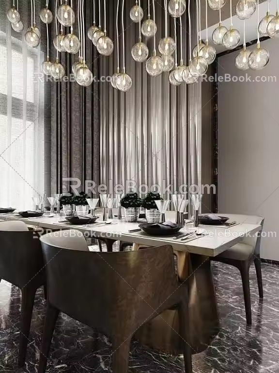 Dining table and chair combination 3d model