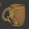 Orange Clay Mug Featuring Scorpion Shaped Handle And Detailed Craft Design