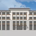 Modern Office Building Exterior With Multiple Floors Large Windows And Stone Facade 3d model