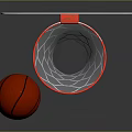 Basketball Gym Interior Featuring White Backboard With Orange Rim And Red Basketball Near Net