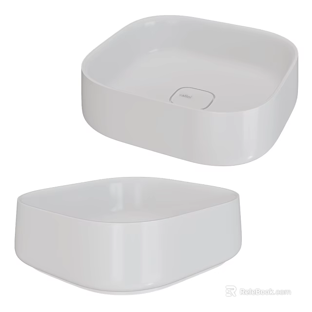 Modern Ceramic Washbasin In White With Sleek Design And Smooth Surface For Bathroom 3d model 