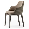 Elegant Modern Dining Chair With Upholstered Seat Woven Backrest And Solid Wooden Legs