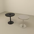 Black And White Modern Minimalist Side Tables With Round Top And Circular Base 3d model