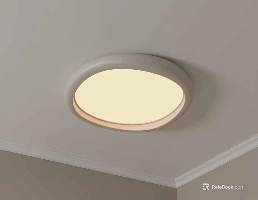 Modern Round White Ceiling Light with Warm Glow and Sleek Design for Home 3d model