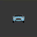 Blue Classic Convertible Sports Car With Shiny Body And Chrome Details