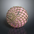 Decorative Sphere With Intricate Golden Mesh And Pink Interior Design 3d model