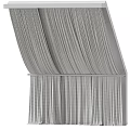 Modern Double Layer Gray Curtains With Sheer Panels For Sloped Grid Window 3d model
