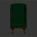 Classic Green Tufted Armchair With Red Legs And Elegant Design