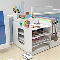 Organized Office Desk With White File Organizer Holding Colorful Folders And Stationery