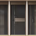 Modern Double Door Design With Main And Secondary Panels Dark Metal Accents