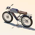 Vintage Retro Bicycle With Brown Seat Blue Frame Round Headlight Rear Rack And Large Tires