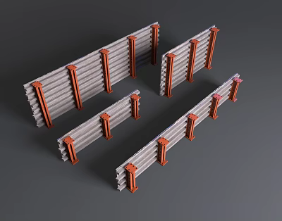 Modern Wall Paneling With Orange Frames Gray Panels And Modular Design 3d model