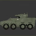 Military Green Armored Vehicle With Six Wheels Turret And Antennas Design
