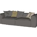 Modern Gray Fabric Double Sofa With Gray Yellow White Decorative Pillows