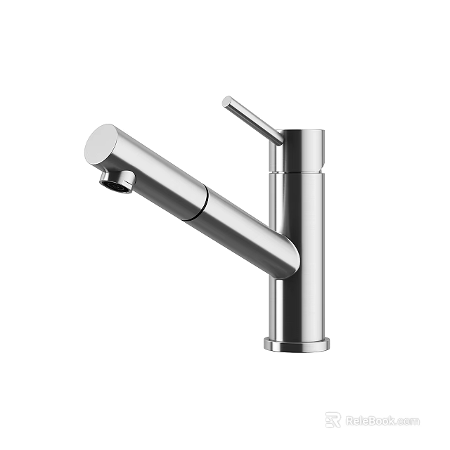 Modern Stainless Steel Kitchen Faucet With Single Handle And Swivel Spout 3d model 