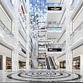 modern shopping mall lobby modern shopping mall lobby elevator sightseeing ladder glass elevator escalator rolling ladder chandelier glass roof glass handrail 3d model