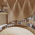 Book Art Inspired Library Interior With Wooden Bookshelves And Spacious Lighting