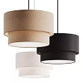 Modern Beige Black White Fabric Pendant Lights with Cylindrical Shades and Soft Glow