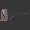 Wooden Base Structure With Black Curved Hook And Red Black Wires