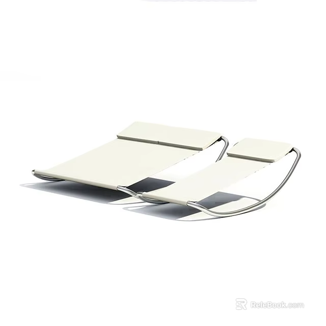 Two Modern White Outdoor Lounge Chairs With Metal Frame And Comfortable Design 3d model 