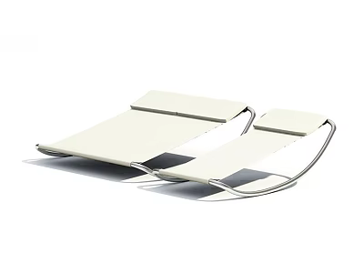 Two Modern White Outdoor Lounge Chairs With Metal Frame And Comfortable Design 3d model