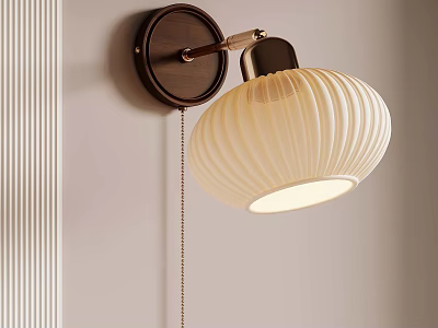 Modern Wall Light Fixture With Striped Linen Shade For Interior Decoration 3d model