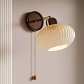 Modern Wall Light Fixture With Striped Linen Shade For Interior Decoration