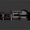 Detailed Industrial Mechanical Structure Featuring Metal Pipes Red Cables And Base Frame