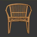 Rattan Furniture Chair With Woven Back Armrests And Casual Seating Design