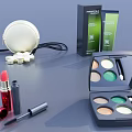 Perfume and Cosmetics Collection With Lipstick Eyeshadow Palette Powder Compact and Mascara