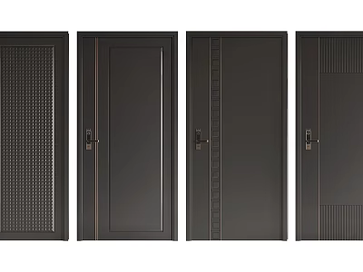 Black Security Doors With Various Modern Designs And Textured Patterns For Home Use 3d model