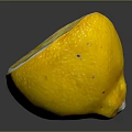 Fresh Sliced Lemon With Yellow Flesh And White Rind On Dark Background With Reflection