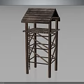 Rustic Wooden Tower Structure With Sloped Roof Stairs And Elevated Platform Frame 3d model