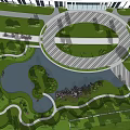 Serene Park Landscape With Lake Winding Paths Lush Trees Green Islands And Sunset Views