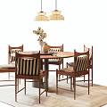 Middle-style dining tables and chairs 3d model