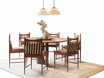 Middle-style dining tables and chairs 3d model