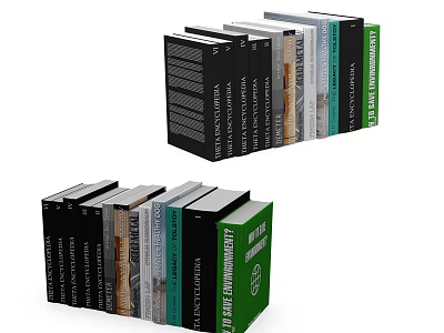 Books Magazines With Colorful Covers Stacked Arrangement And Various Design Elements 3d model