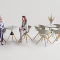 Modern Table Chair Set With Light Gray Chairs Round Tabletop And Golden Metal Legs