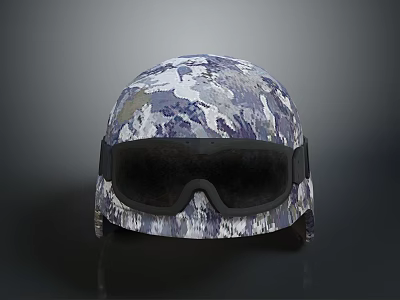 Camouflage Pattern Tactical Helmet With Black Protective Goggles And Secure Fit Design 3d model