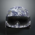 Camouflage Pattern Tactical Helmet With Black Protective Goggles And Secure Fit Design 3d model