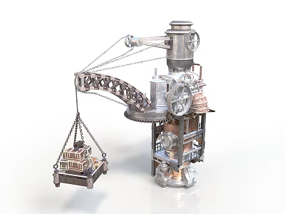 Industrial Mechanical Lifting Equipment with Metal Structure Gears and Hanging Platform 3d model