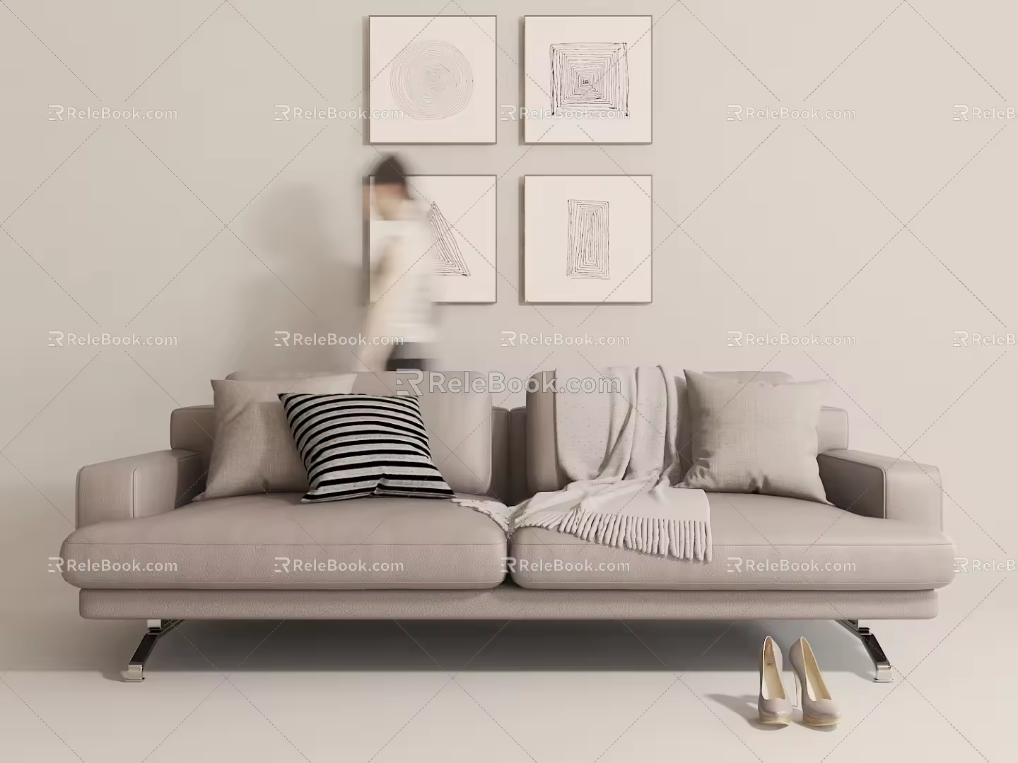 Modern double sofa 3d model