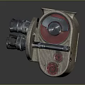 Vintage Movie Camera With Multiple Lenses And Retro Mechanical Design