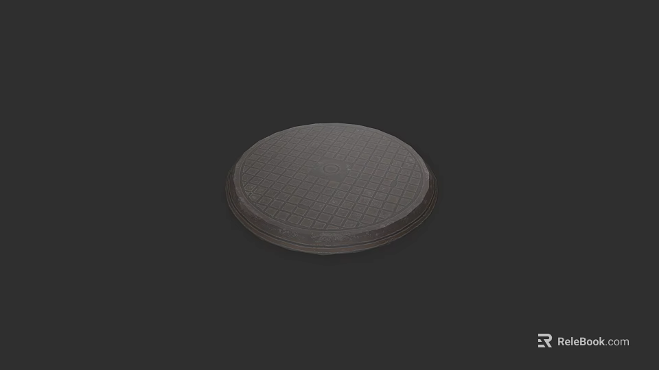Circular Manhole Cover For Urban Road Infrastructure With Grid Pattern Design 3d model