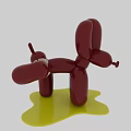 Modern Decorative Ornament Set Featuring Red Balloon Dogs On Yellow Stands