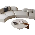Modern Sofa Coffee Table Combination Coffee Table Curved Sofa 3d model